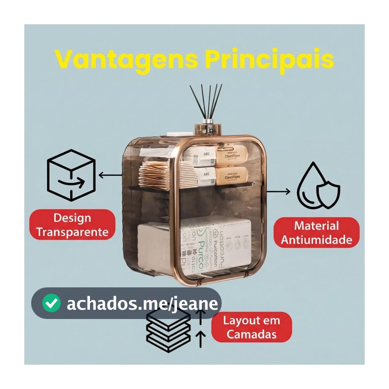 Caixa para Banheiro armazenamento papel higiênico e organizador de produtos sem Furação