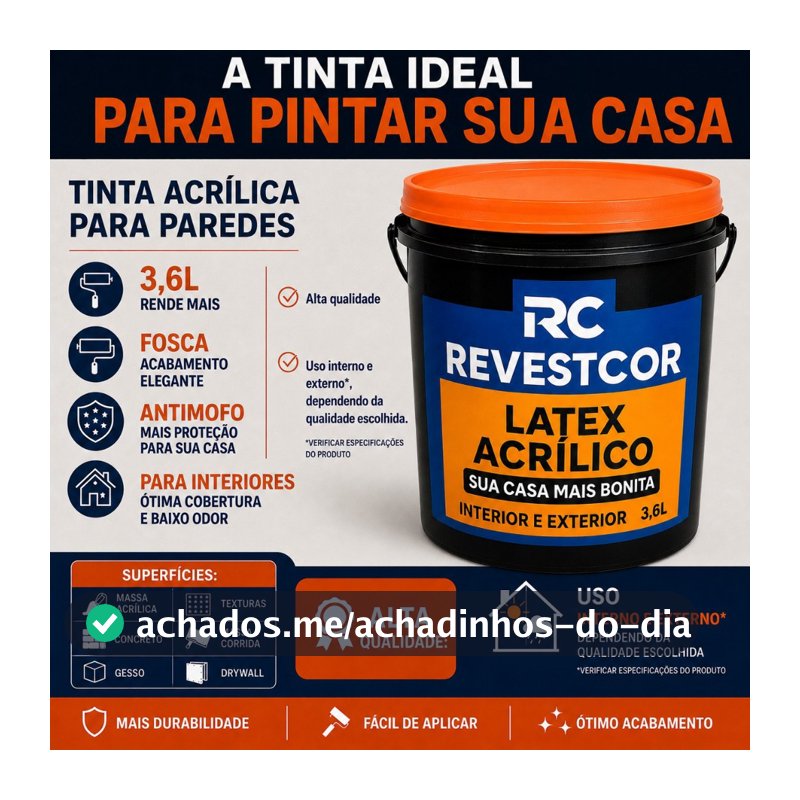 Tinta Parede Acrílica 3,6L Fosca Antimofo Interior e Exterior Diversas Cores Madeira Mdf Gesso Latex Envio Rápido Base A