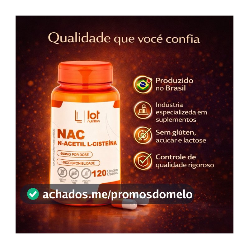 NAC Premium 600mg 120 Cápsulas Antioxidante Acetil cisteína Figado Detox