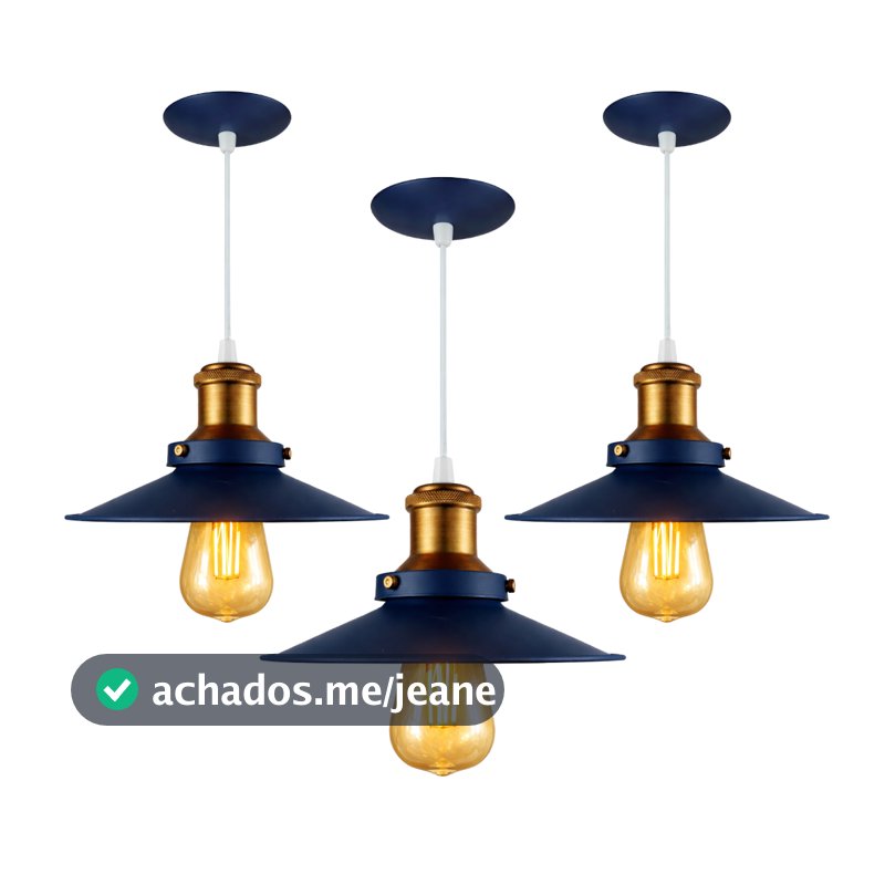 Pendente Kit 3 Nordic 22cm Luz LED Cozinha Mesa Moderna Luxo