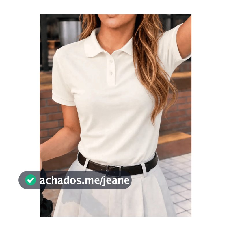 Camisa Polo Feminina Baby Look Algodão Blusa Gola Polo Manga Curta Trabalho Uniforme Casual Social