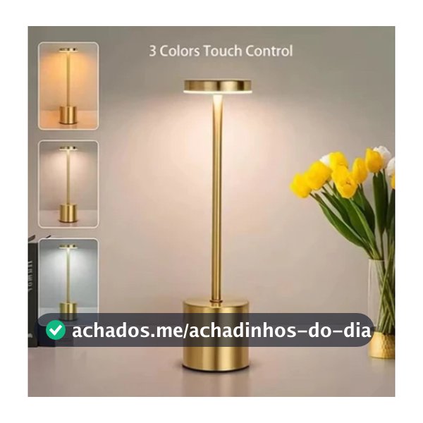 Luminária de Mesa Candeiro Dumbbell Touch de Quarto Luxuosa 3 Tons de Led