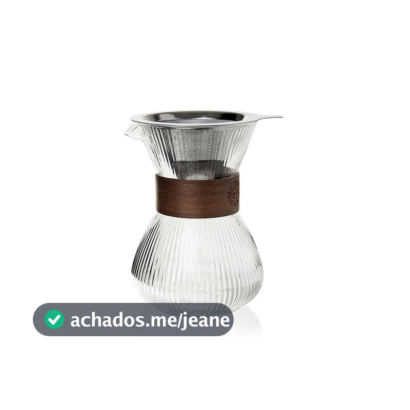Conjunto Cafeteira de Vidro com Coador em Inox Zion 400ml Copa&Cia
