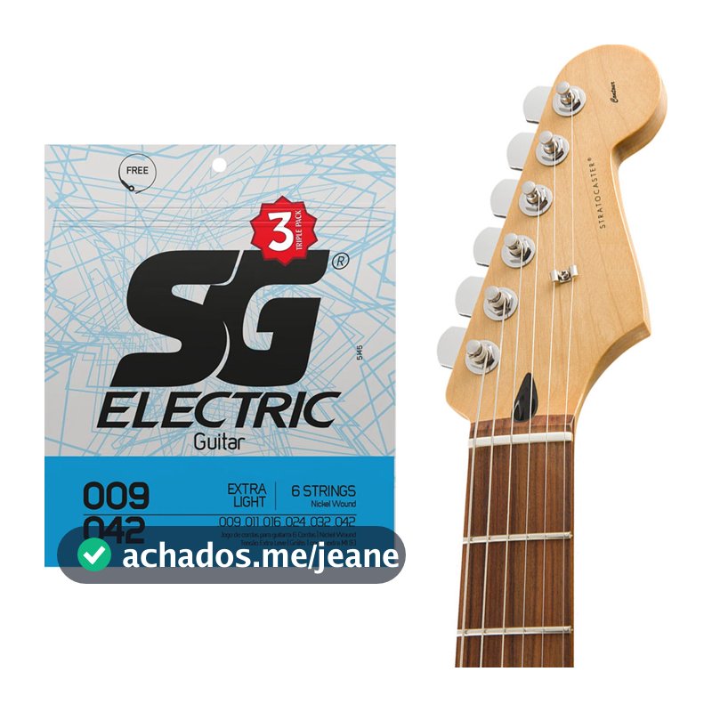 Kit 3 Encordoamento SG Guitarra 009 Níquel Triple Pack - Extra Light