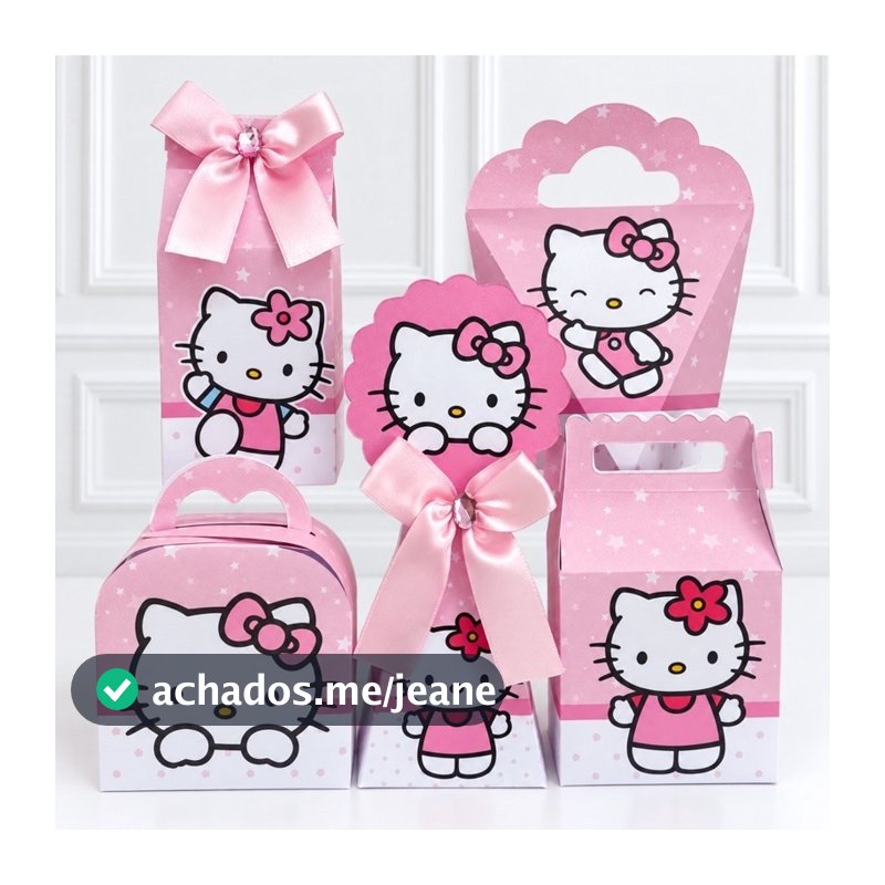 Kit Festa Hello Kitty Caixinhas Surpresa para Aniversário Infantil Decoração de Mesa e Lembrancinhas Temáticas