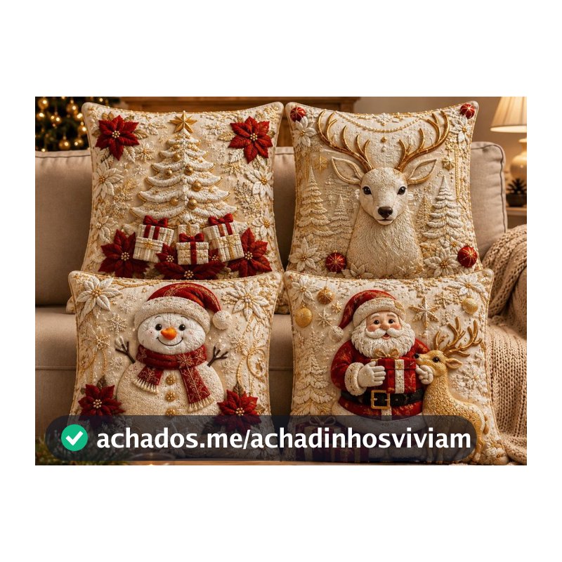 Capa de Almofadas 1 e 4 Decorativas 45x45 Estampas Natalinas estampa premium 2026 PAPAI NOEL BR 2026 NV
