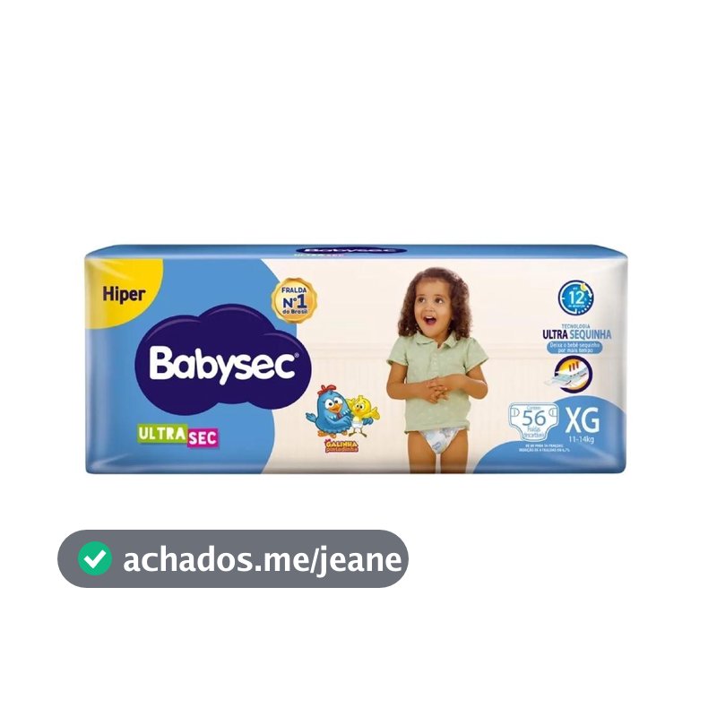 Fralda Babysec Hiper Galinha Pintadinha XG 56 Unidades