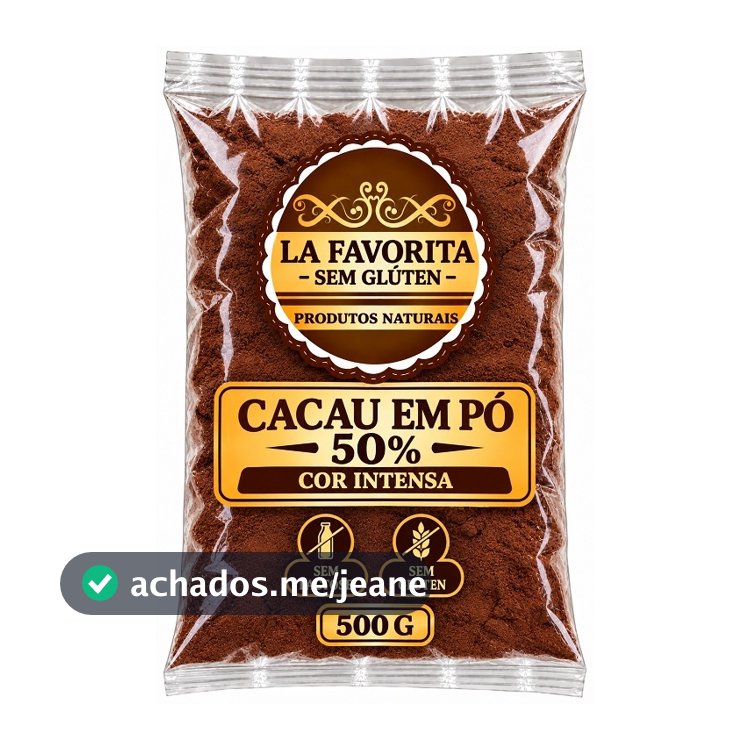 CACAU EM PÓ 50% - 500 G - 200 G  - Cor Intensa - Sem Lactose - Sem Glúten La Favorita