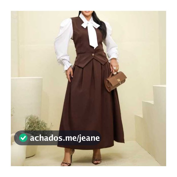 Conjunto Lilian Saia e Colete Alfaiataria Marrom Confortável