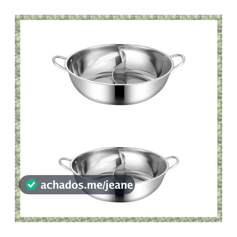 (Qxcw) Aço Inoxidável Duplo Dividido Hotpot Fogão A Gás Compatível Pote Casa Cozinha Panelas Sopa Panela