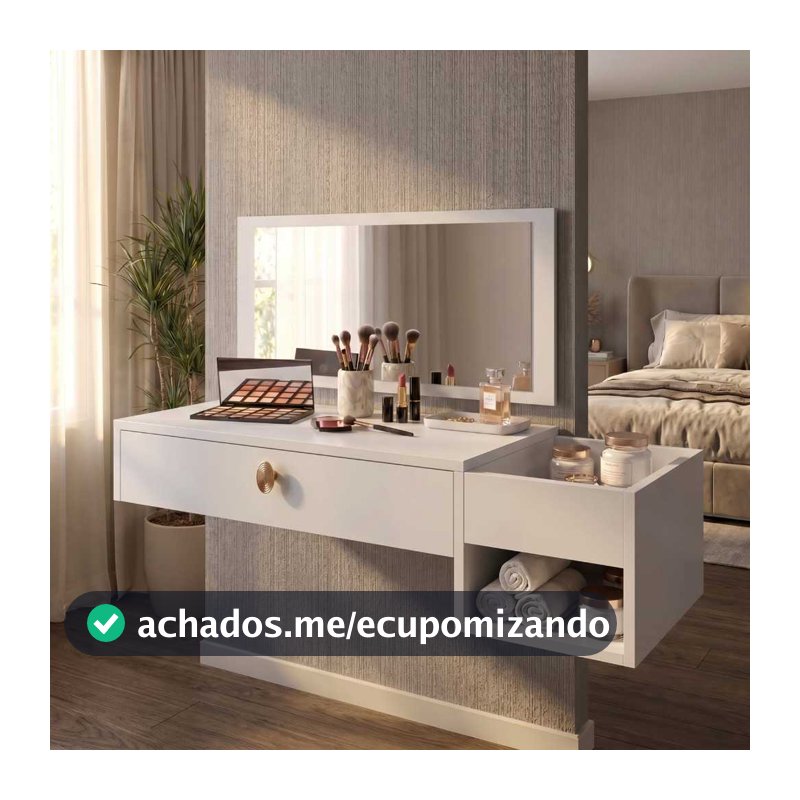 Penteadeira Suspensa Com Espelho E Gaveta Body Splash Virginia Make UP Quarto Closet Luxo Organizadora
