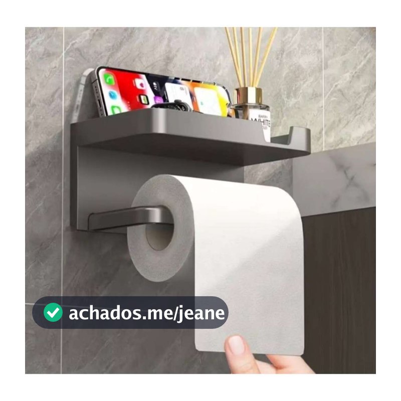 Suporte Porta Papel Higiênico Parede Adesivo Prateleira Celular Lenço Umedecido Organizador Banheiro