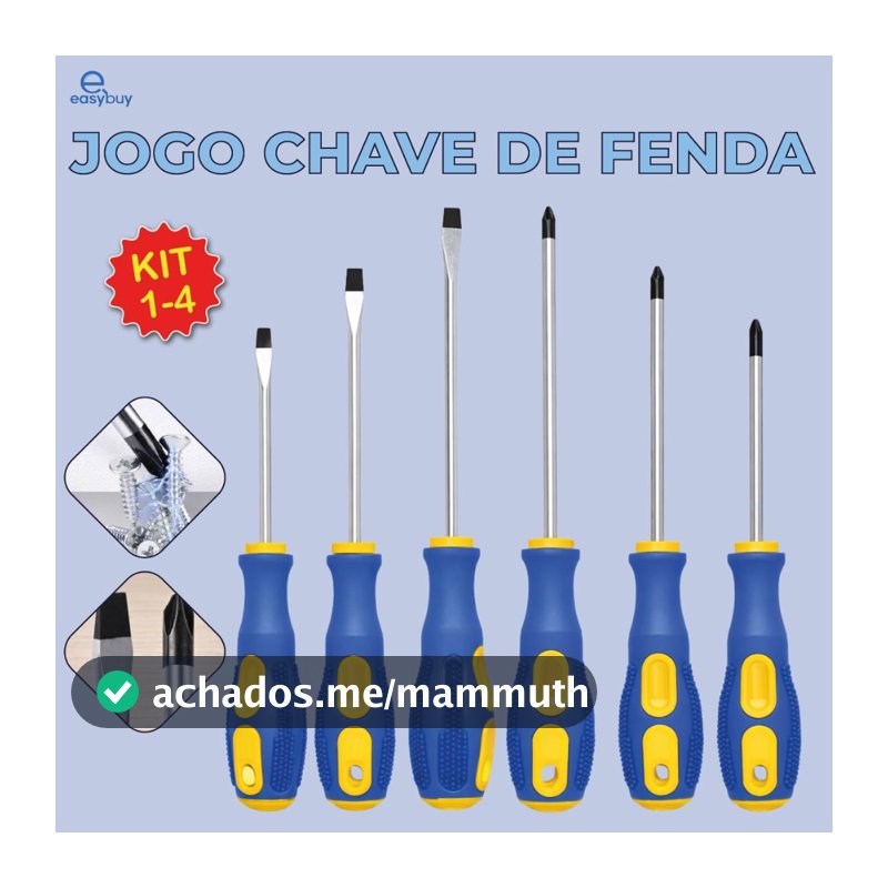 Kit Jogo de Chave de Fenda Diversos formatos Alta Durabilidade de Aço com Cabo Resistente