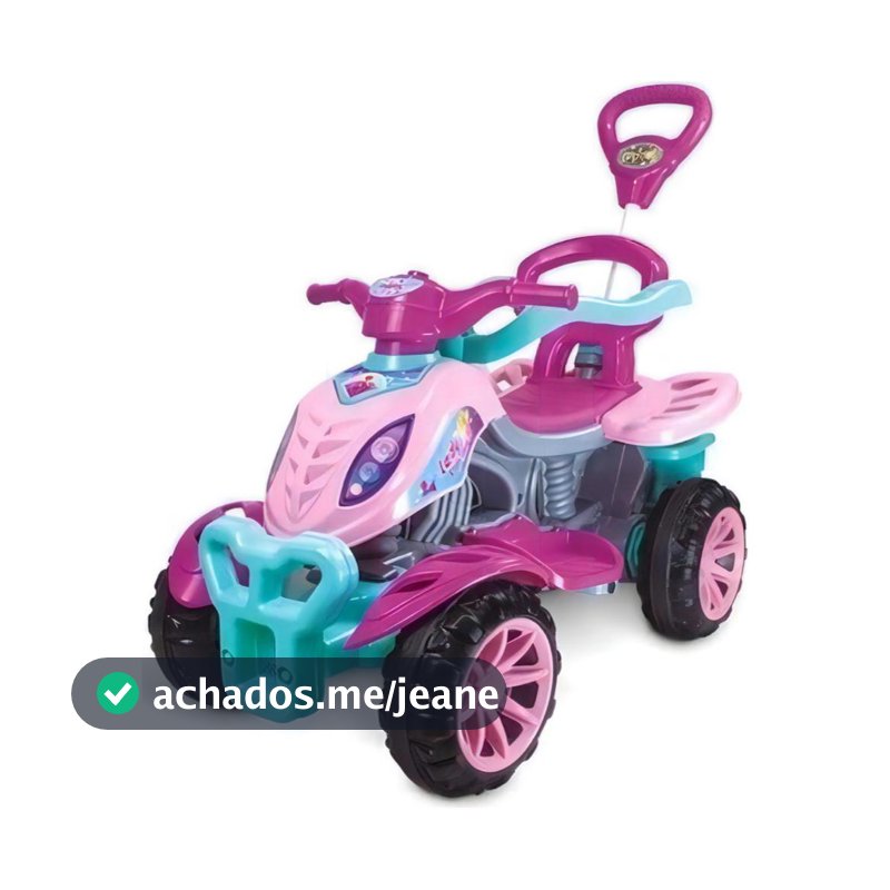 Carrinho de Passeio Maral Quadriciclo Menina e Menino 3 em 1 Velocipede Grande Com Pedal Haste de Empurrar