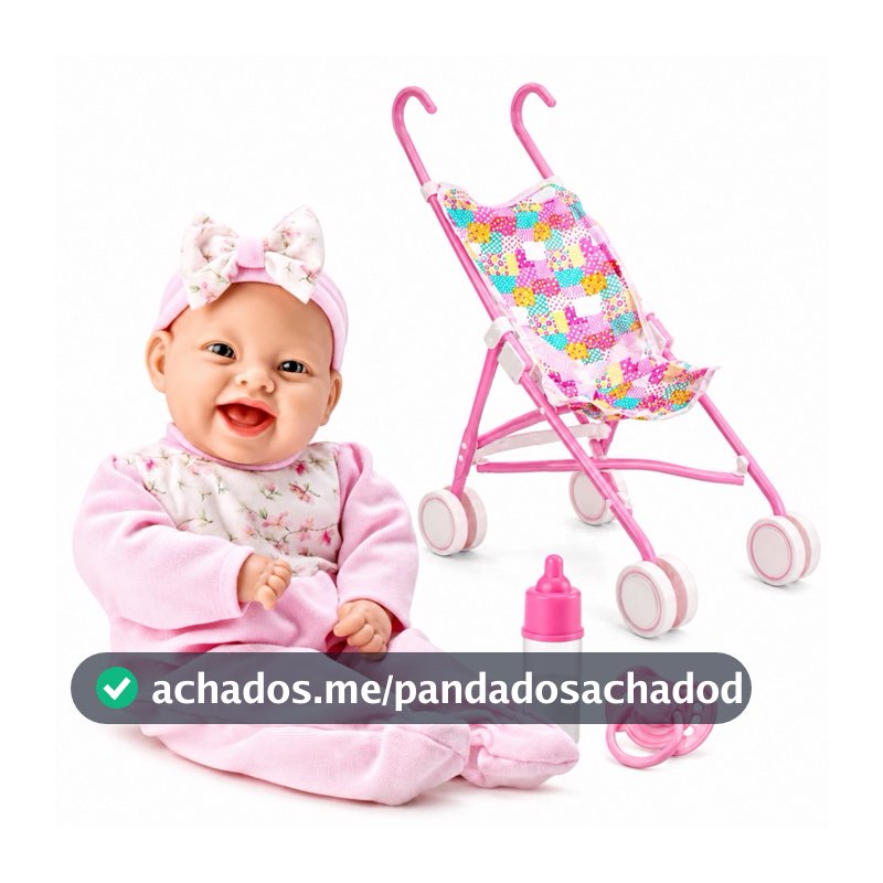 Boneca Com Chupeta Mamadeira Lola BabyRosa Menina Brinquedo Infantil Bebê Boneca Com Carrinho