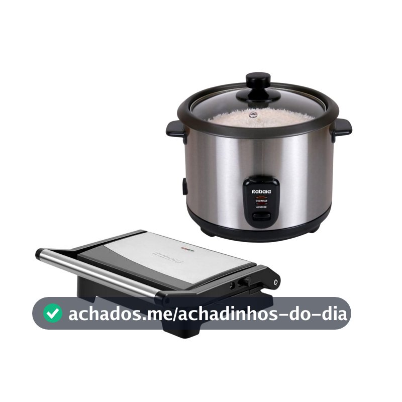 Kit Itatiaia Panela de Arroz 1,5 L Midi e Grill Essencial 1000 W Inox