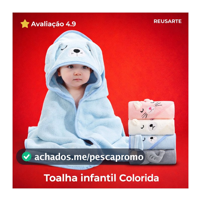 Toalha Banho Bebê Capuz Roupão Infantil Recém Nascido Criança Bichinho Bordado