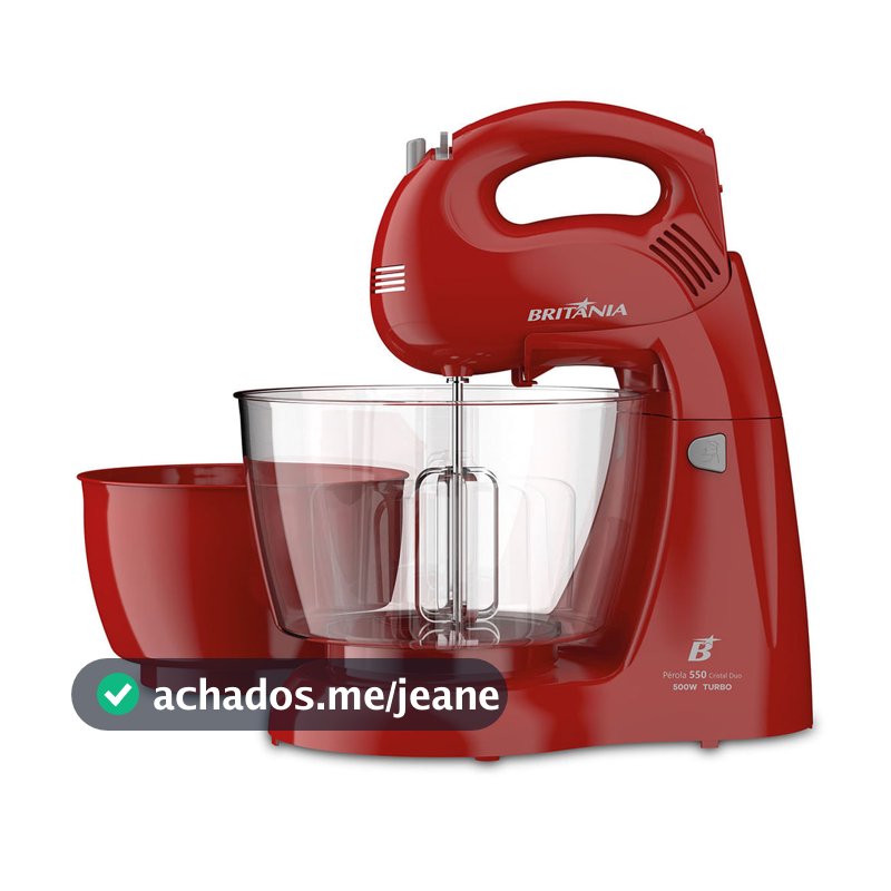 Batedeira Britânia Perola 550 Cristal Duo 500W 2 Tigelas