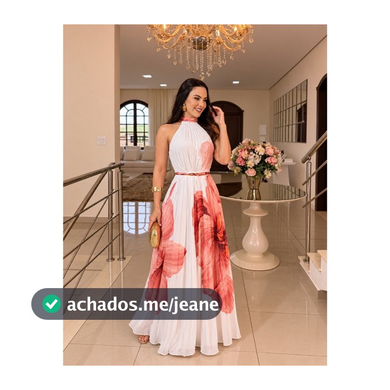 Vestido Longo Plissado Floral Elegante com Amarração na Cintura Forrado Tamanho Único Verão