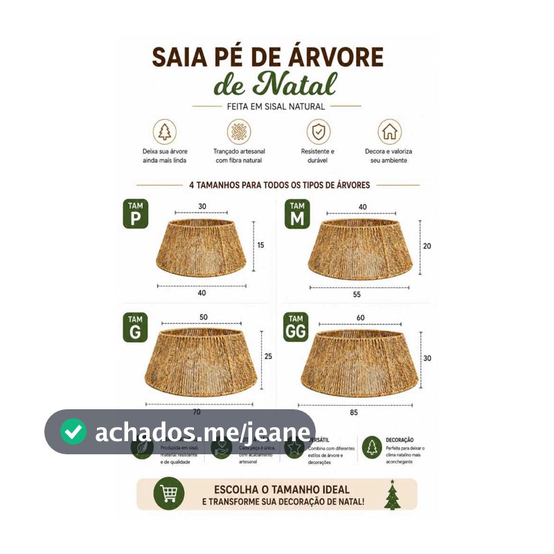 Saia  Base De Arvore De Natal Artesanal Sisal Natural Rustico Decoraçao Boho Classic Chic