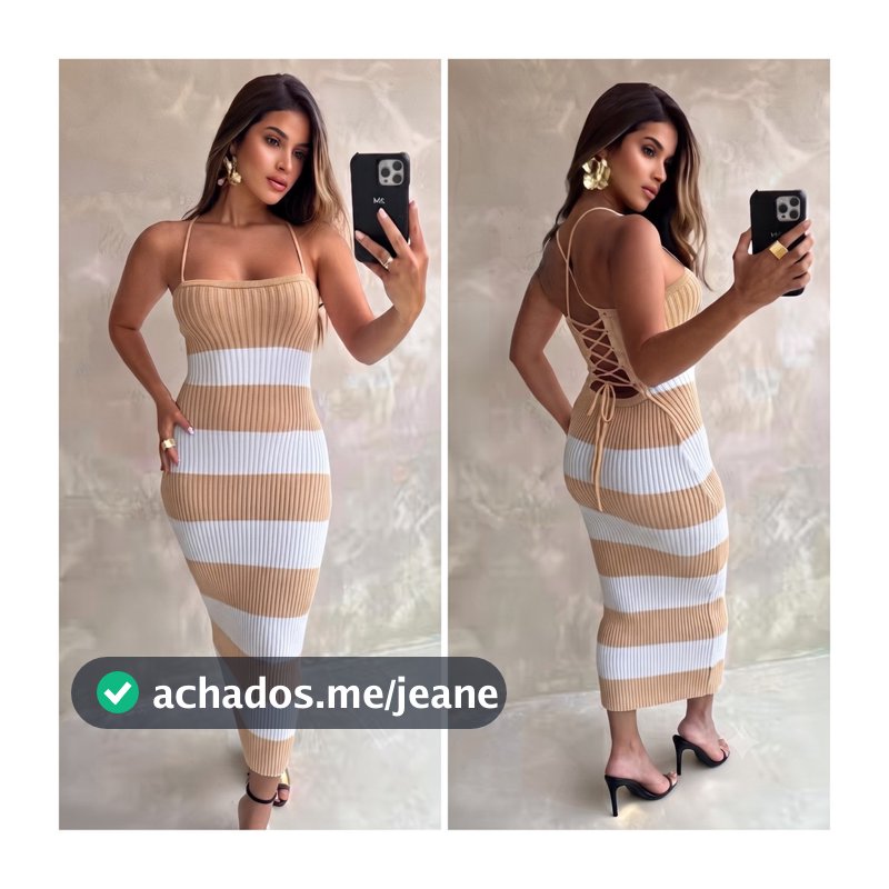 Vestido Trico Modal Midi Canelado Feminino Alcinha Com Amarração Nas Costas Lançamento Verão