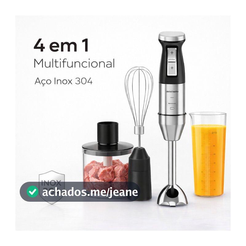 Mixer Elétrico com Processador 4 em 1 300W | Multifunção para Cozinha
