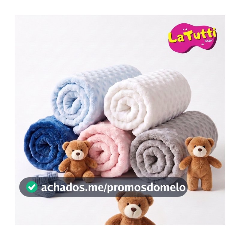 Manta Poa Bebê Pipoquinha Antialergica 1m x 80cm | Berço Carrinho e Saída Maternidade