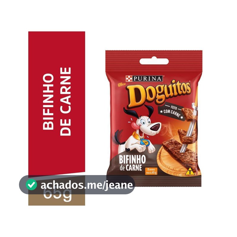 Petisco Bifinho de Carne Cães Adultos e Filhotes 65g Doguitos