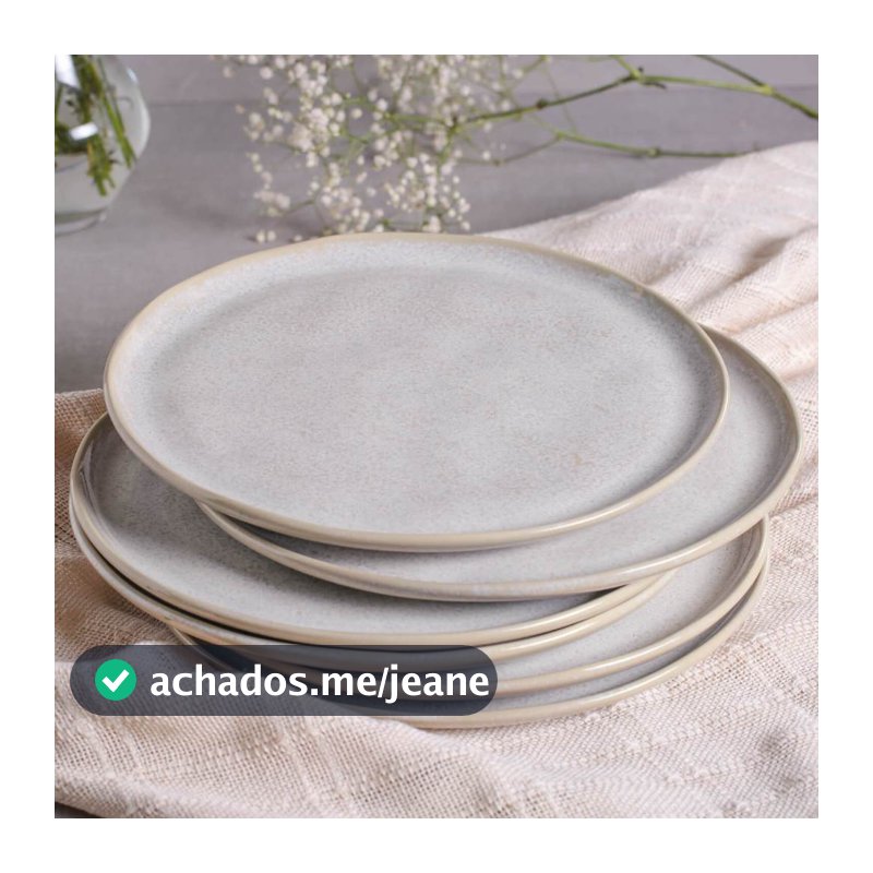 Conjunto 6 Pratos Rasos Orgânicos 27,5cm Bio Avant-Garde Porto Brasil Cerâmica Artesanal Resistente