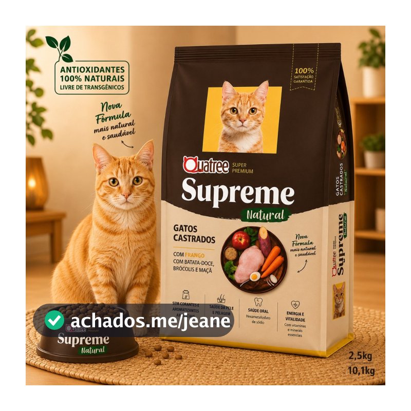 Ração Quatree Supreme Para Gatos Castrados 10kg frango Batata Doce Super Premium