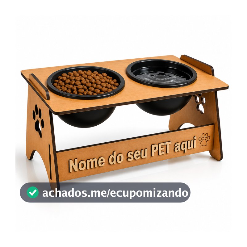 Tigelas Comedouro Bebedouro Elevado Em MDF Suspenso Para Pets Gato Cachorro Para Agua e Raçao