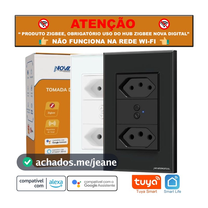Tomada Inteligente Smart Zigbee Dupla 10a e 20a Nova Digital Tuya Compatível Alexa > NÃO É WI-FI <