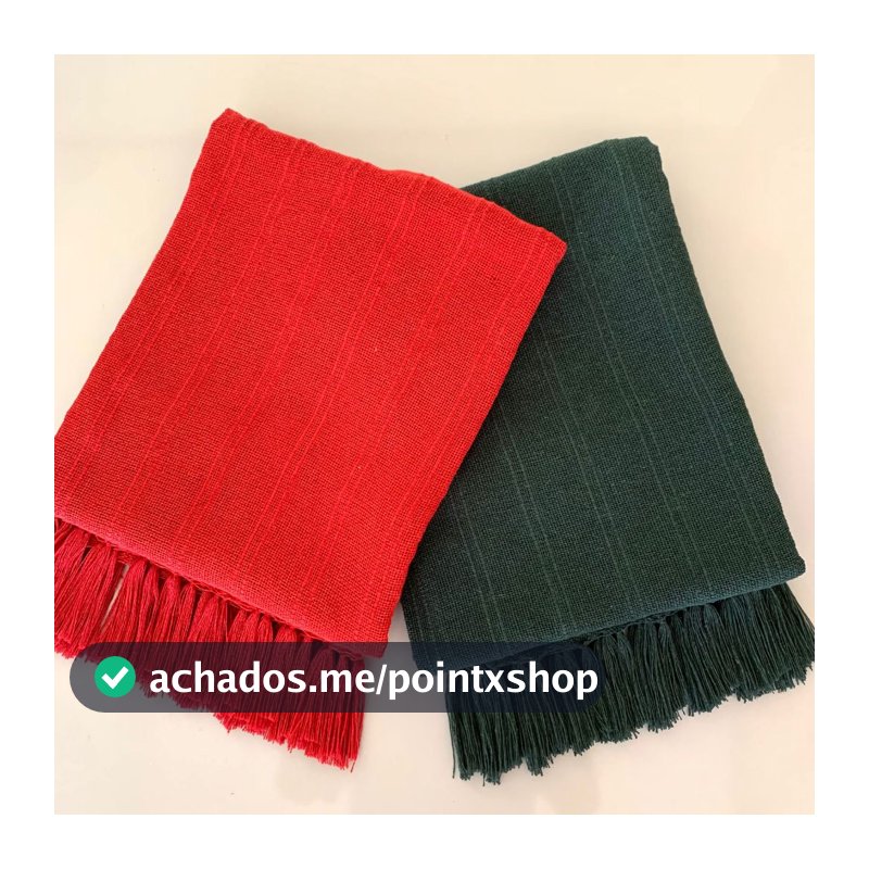 Kit 2 Mantas Pra Sofá e Poltronas Especial De Natal Verde E Vermelho Lisa 100% Algodão Tear Mineiro