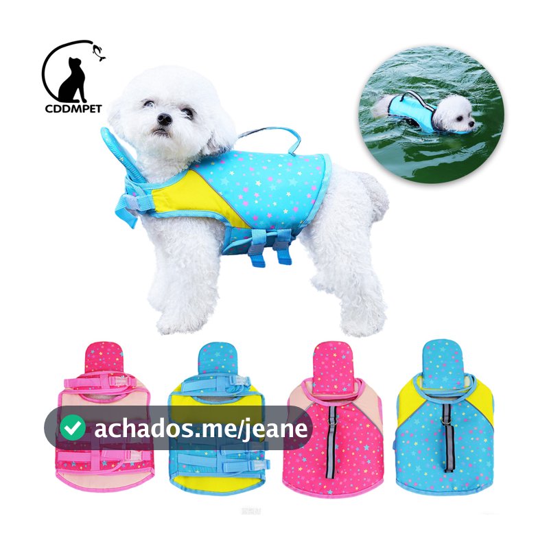 Colete Salva-Vidas Cachorro Para Cães Animais De Estimação Pequenos Grandes Natação Seguro Reflexivo