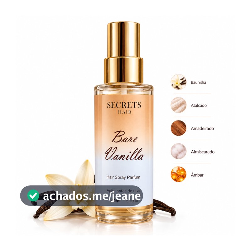 Perfume Capilar Vanilla Secret’s Hair 60ml Hair Mist Feminino Baunilha Doce Perfumada e Marcante