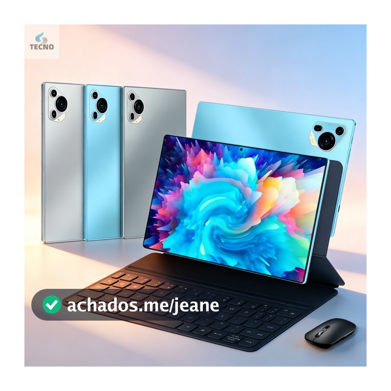 Tablet 128GB Memoria + 6GB RAM Android 13 com tela IPS de 10,1 polegadas e capa de couro com teclado TECNO