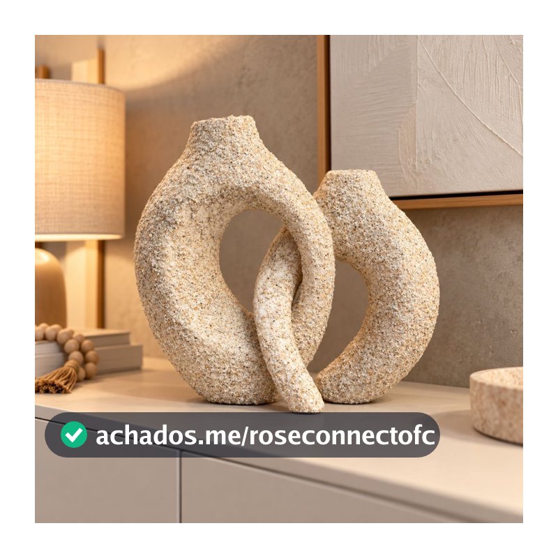 Dupla De Vasos Mônaco Em Cerâmica Decoração Moderna Para Sala Aparador Quarto Escritório Rack