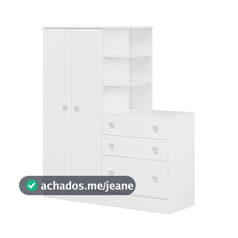 Guarda Roupa com Cômoda Doce Sonho 4070 Branco Brilho – Qmovi