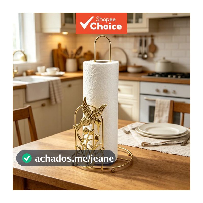 Suporte De Toalha De Papel Autônomo Luxuoso Dourado Beija-Flor E Tulipa , Tecido De Cozinha Decorativo De Bancada De Met
