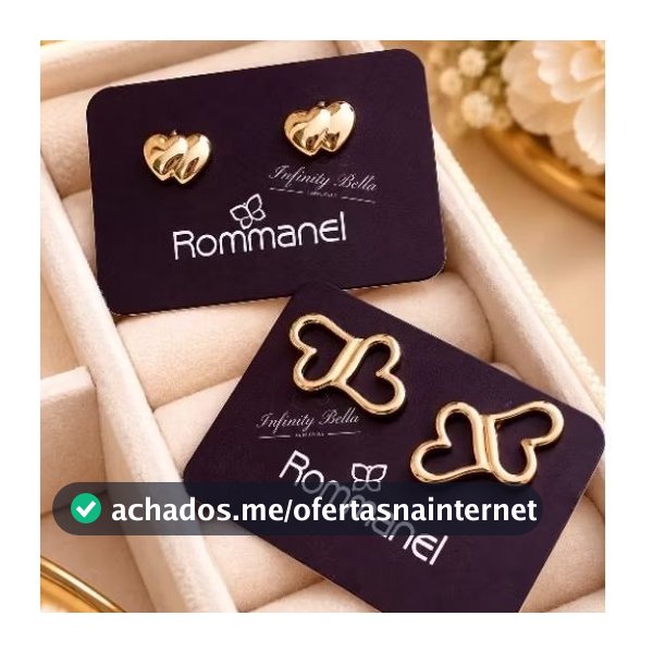 Brinco infantil corações banhado a ouro Rommanel - 523611/525535