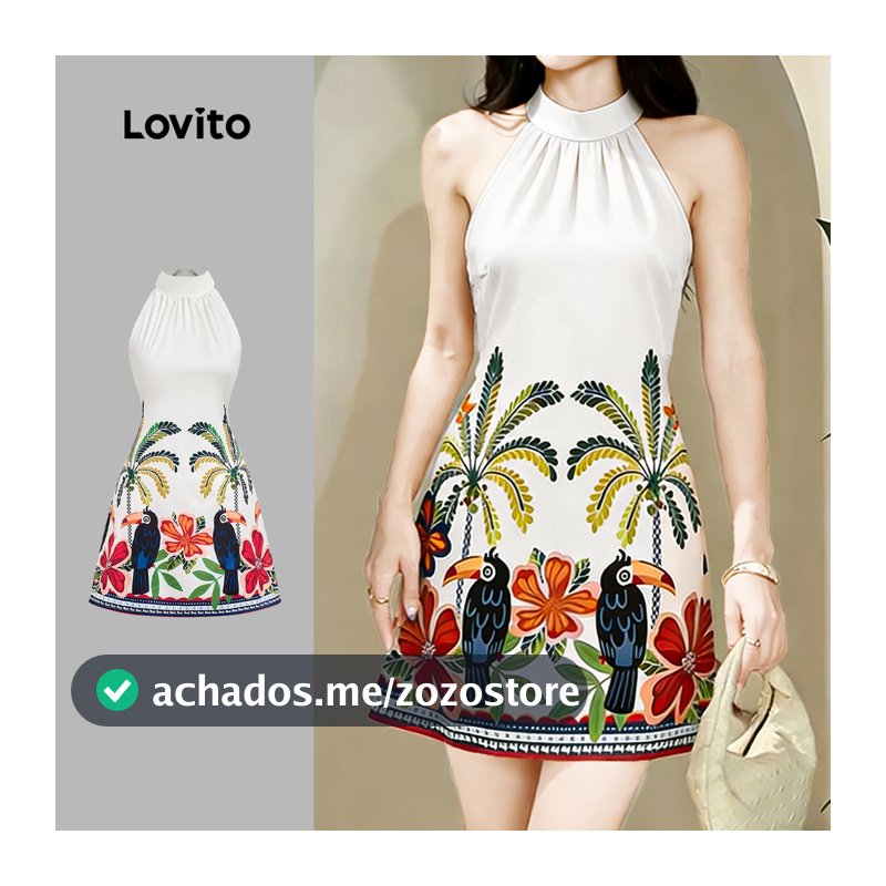 Lovito Vestido Boho com Laço Estilo Resort Vestido Primavera/verão para mulheres L183AD194