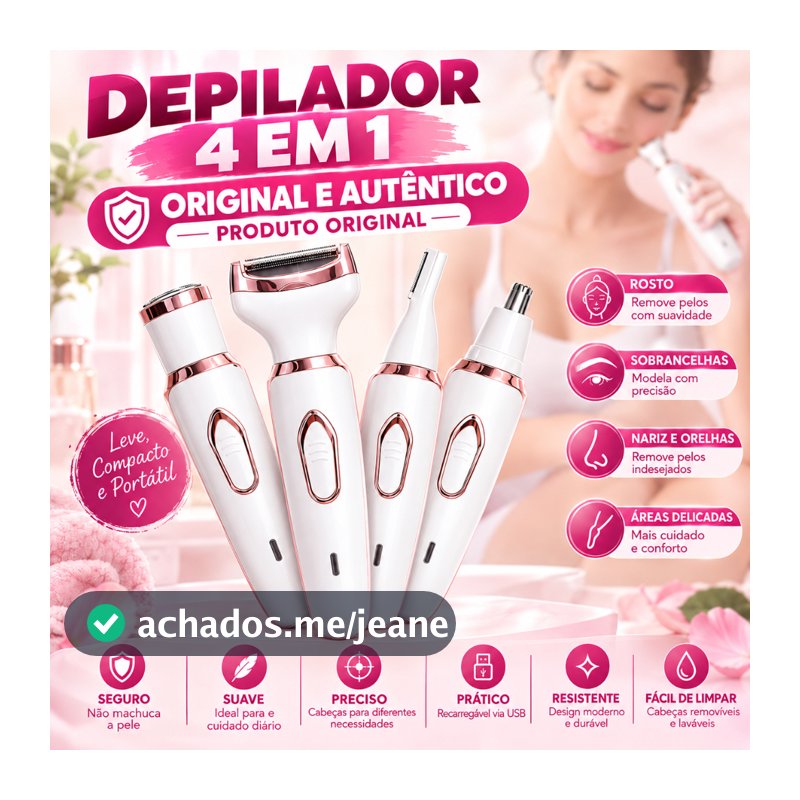 Depilador elétrico feminino 4 em 1, barbeador para remoção de pelos, corpo, pelos do nariz, pelos das axilas, barba reca