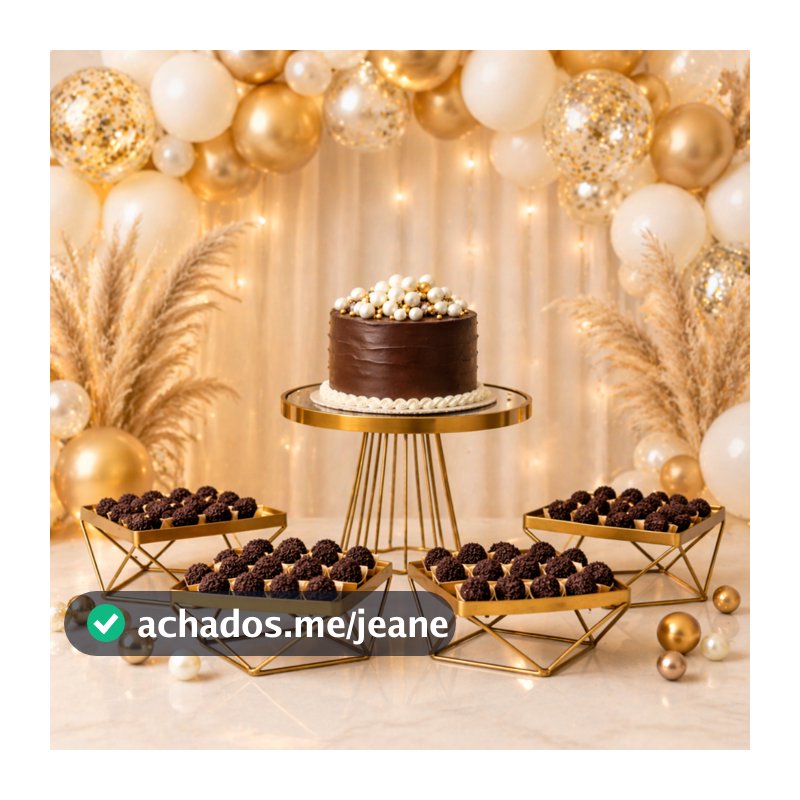 KIT 1 BOLEIRA 30CM E 4 DOCEIRAS/BANDEJAS FERRO SUPORTE PARA BOLOS DOCES DECORAÇÃO DE FESTAS DIAMANTE