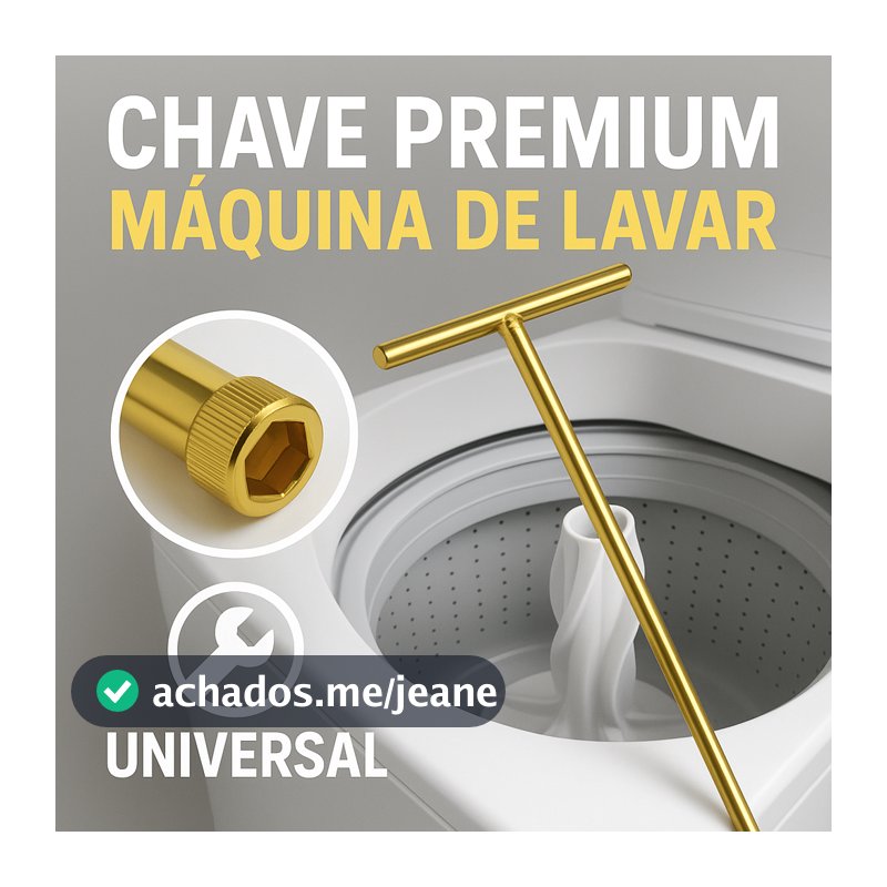 Chave T Longa 10mm + Pastilha para Abrir Agitador de Máquina de Lavar – Uso Universal