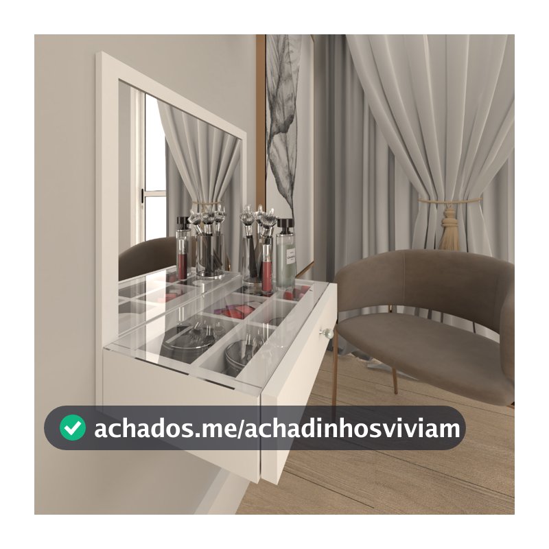 Penteadeira 100% MDF Suspensa Sophia com Gaveta e Tampo de Vidro