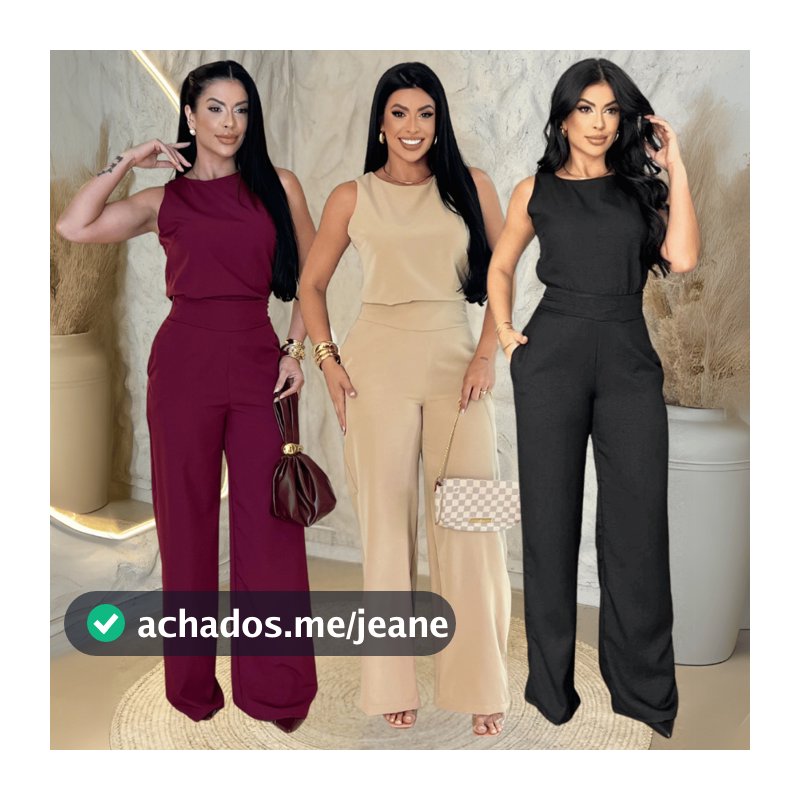 Conjunto Pantalona Feminino Blusa Regata Social Elegante Alfaiataria Moda Festa Casual