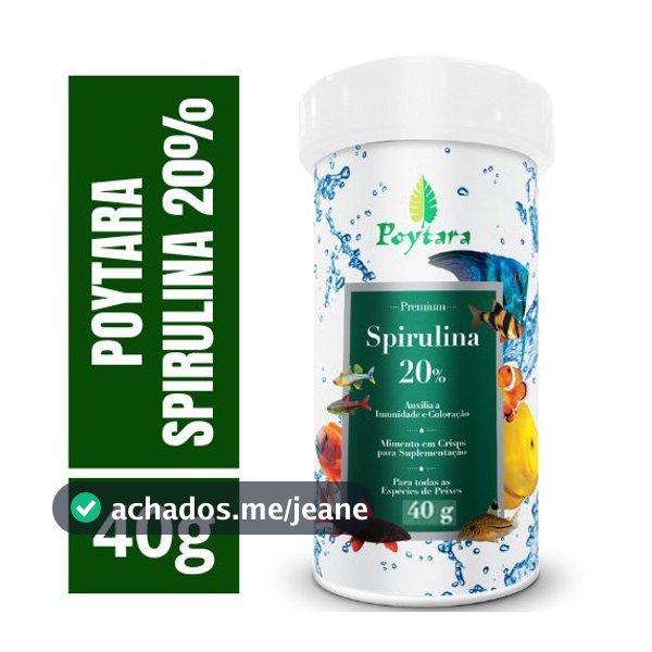 Poytara Spirulina 20% 40g  -  Para todas as espécies de peixes.