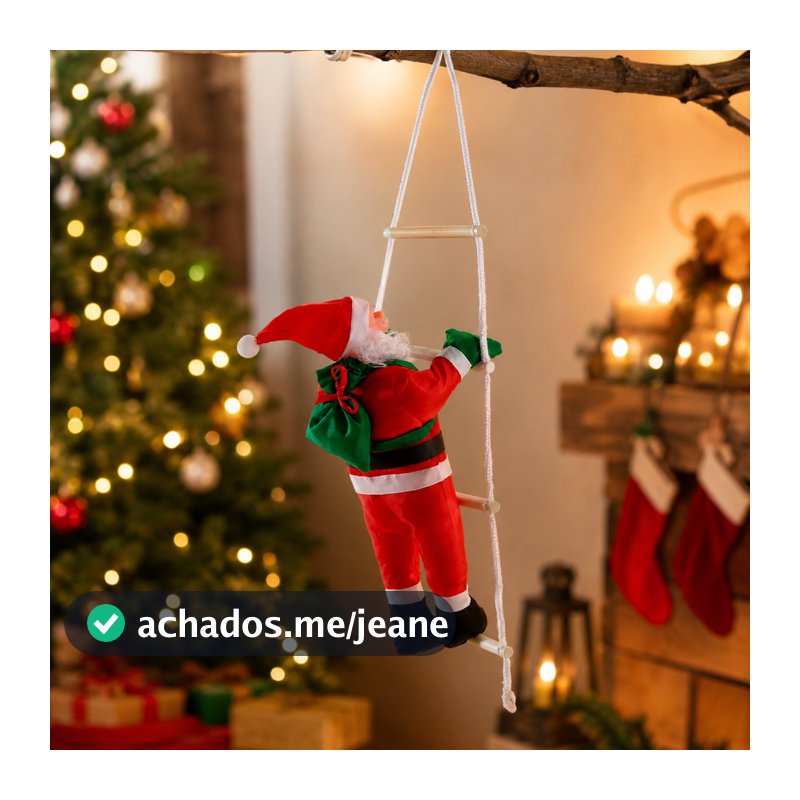 Papai Noel Escalador 30 40 60cm na Escada Enfeite Natalino para Porta Janela Parede Decoração de Natal