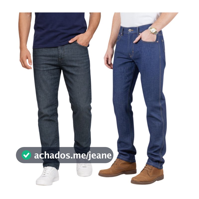Kit C/2 Calças Jeans Masculina 100% Algodão para Trabalho Reforçada