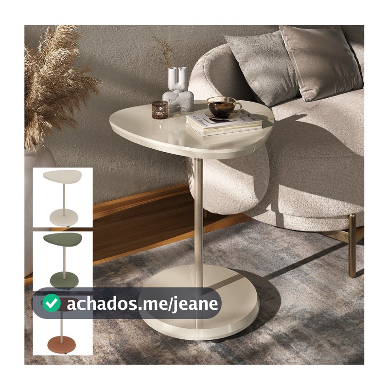 Mesa Lateral Orgânica Apoio de Canto Oval Decorativa Moderna Acabamento Perfeito Bel Artely